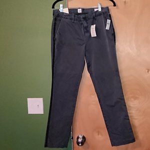 GAP Gray Girlfriend Chinos W/Velvet Stripe Sz6 NWT